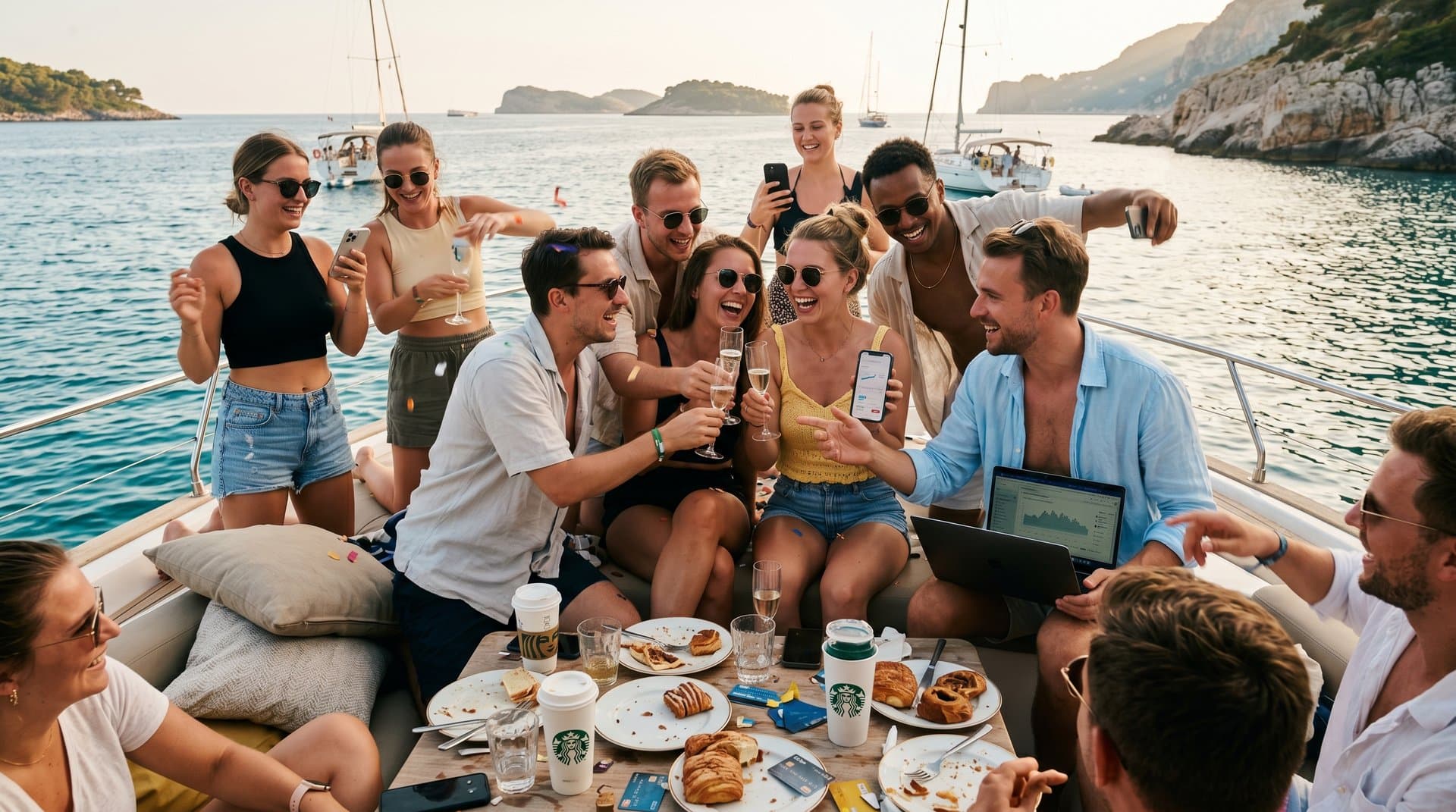 Junge Deutsche feiern auf Yacht mit Crypto-Apps, von Brunch zu Luxus-Eurotrip