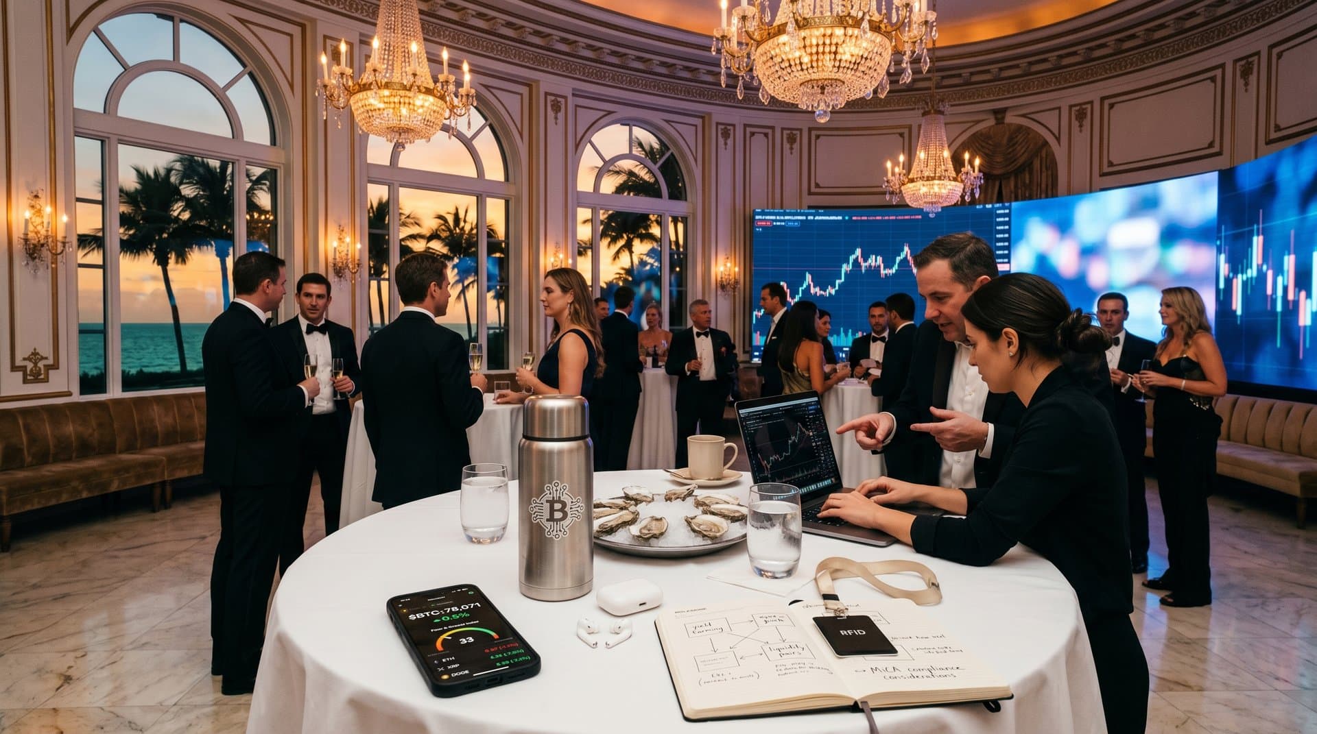 Luxus-Netzwerk-Event in Mar-a-Lago mit Trump Crypto-Hype, BTC-Charts und Fear & Greed 33