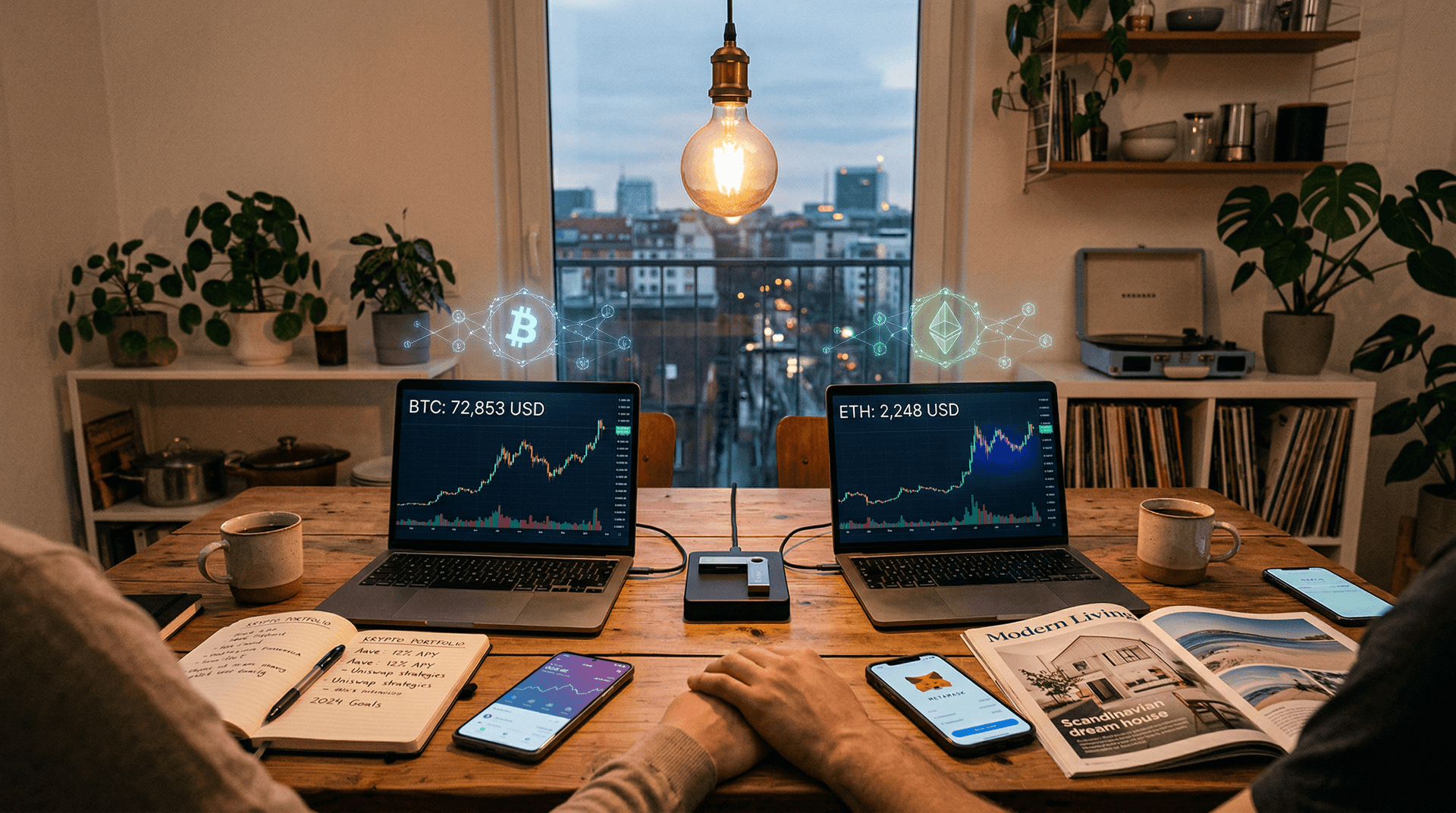 Krypto Portfolio: Junge Paare bauen Blockchain-Strategien auf